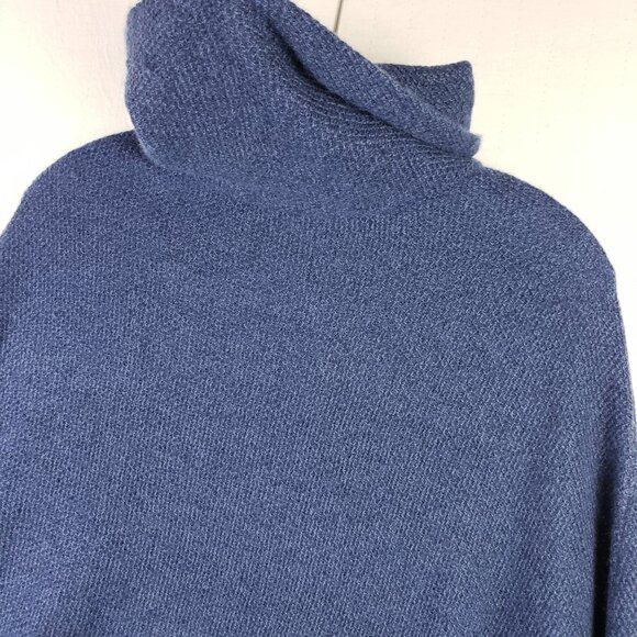 The Cashmere Project Knit Poncho Sweater Mock Neck 100% Cashmere Blue O/S - Picture 9 of 10